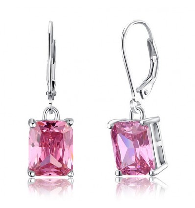 Cercei din argint 925 "Pink Simulated Sapphire"