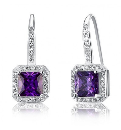 Cercei din argint 925 "Simulated Purple Sapphire Dangle"