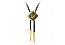 Cravata americana Bolo Tie  incrustata cu fir de aur Toledo