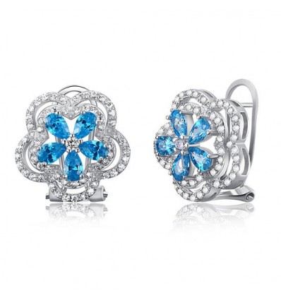Cercei din argint 925 "Blue Simulated Topaz"