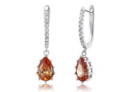 Cercei din argint 925 "Champagne Simulated Pear Cut Sapphire"
