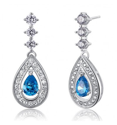 Cercei din argint 925 "Simulated Blue Topaz"