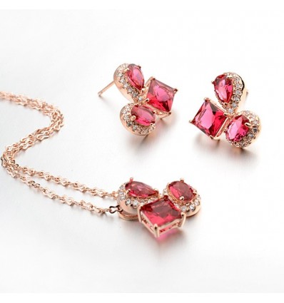 Set de bijuterii cu cristale "Sweet Raspberry"