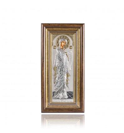 Icoana din lemn pe foita de argint - Fecioara Maria (39 x 19 cm)