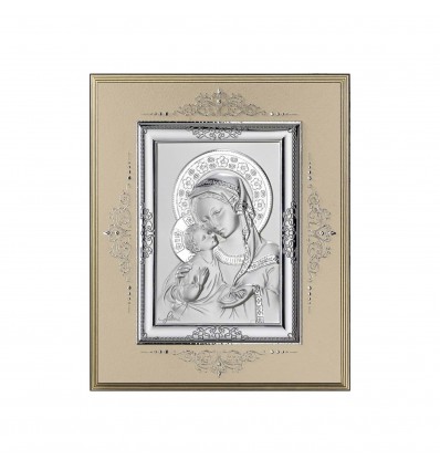 Icoana pe foita de argint cu Maica Domnului - 24 x 19 cm