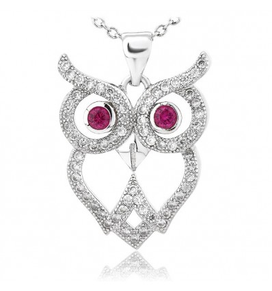 Colier din argint  Wise Diamond Owl