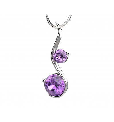 Colier din argint cu cristale violet cubic zirconia Gentle Crystals