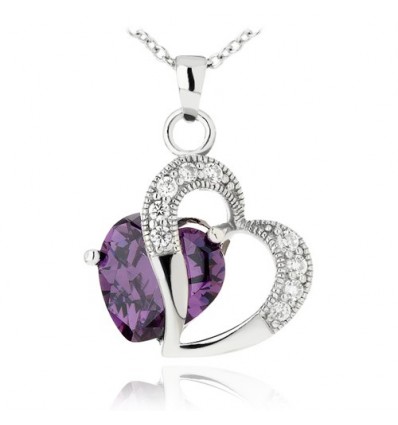 Colier din argint cu cristale cubic zirconia Love in colors