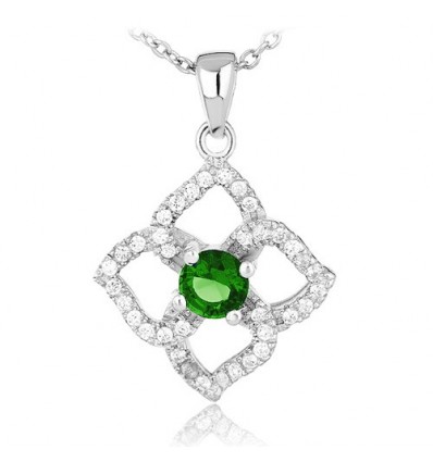 Colier Lucky Clover Emerald Silver 925