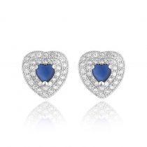 Cercei din argint 925 Blue Diamond Heart