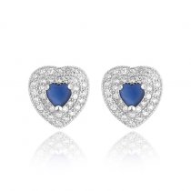 Cercei din argint 925 Blue Diamond Heart