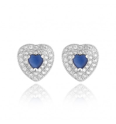Cercei din argint Blue Diamond Heart