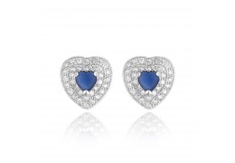 Cercei din argint 925 Blue Diamond Heart