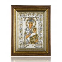 Icoana Bizantin-Ortodoxa Argint 999 -  Fecioara Maria Portaitissa 46 x 36 cm