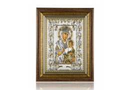 Icoana Bizantin-Ortodoxa Argint 999 -  Fecioara Maria Portaitissa 46 x 36 cm