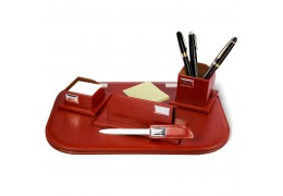 Organizator de lux pentru birou din piele cu ornamente din argint