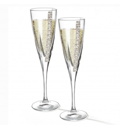 Set de 2 pahare de sampanie cu cristale
