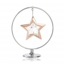 Stea cu aur roz si cristale Swarovski in cerc "Lucky star"