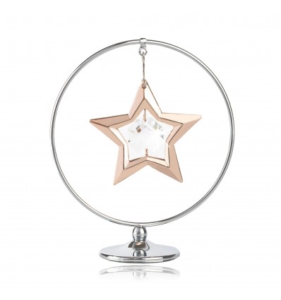 Stea cu aur roz si cristale Swarovski in cerc "Lucky star"
