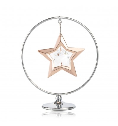 Stea cu aur roz si cristale Swarovski in cerc "Lucky star"