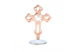Cross - cruciulita aur roz cu Swarovski Elements