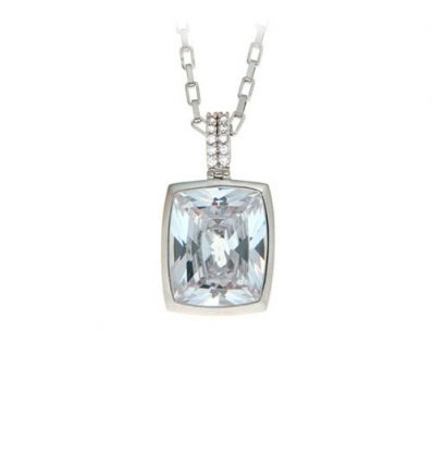 Colier placat cu rodiu cu piatra cubic zirconiu