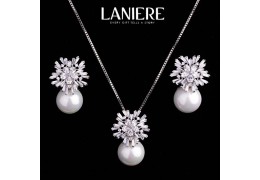 Set de colier si cercei cu perle si cristale "Splendid Pearls" LANIERE