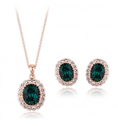 Set de colier si cercei "Emerald Drops"