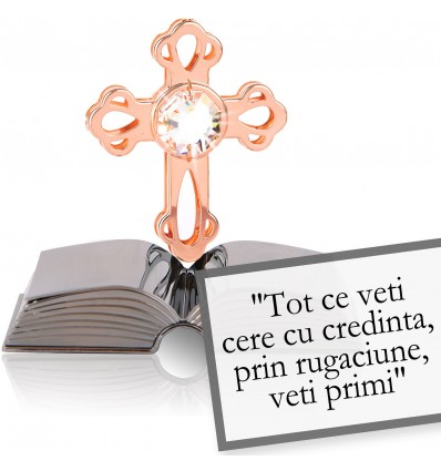 Cruciulita cu Swarovski Povestea Bibliei - "Tot ce veti cere cu credinta, prin rugaciune, veti primi. (Matei 21:22)"