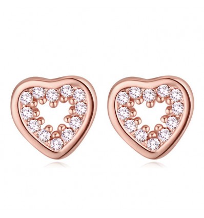 Cercei cu cristale cubic zirconia "Rose heart"