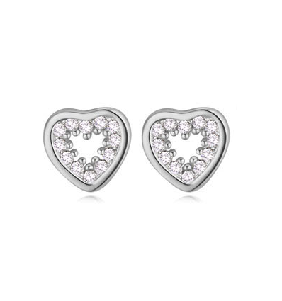 Cercei cu cristale cubic zirconia "Silver Heart"