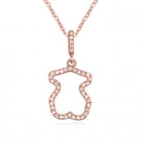 The Teddy Charm Crystal Necklace Rose Gold