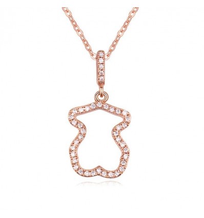 The Teddy Charm Crystal Necklace Rose Gold