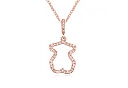 The Teddy Charm Crystal Necklace Rose Gold