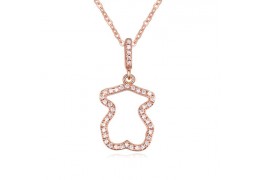 The Teddy Charm Crystal Necklace Rose Gold