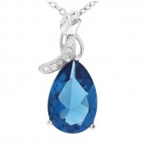 Colier din argint cu cristale "Sapphire Drop"