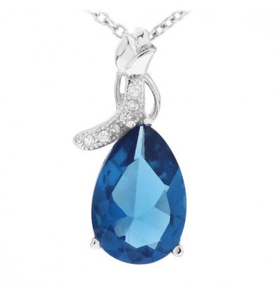 Colier din argint cu cristale "Sapphire Drop"