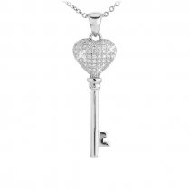 Colier din argint cu cristale "Heart Key"