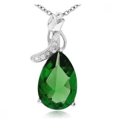 Colier din argint cu cristale "Emerald Drop"