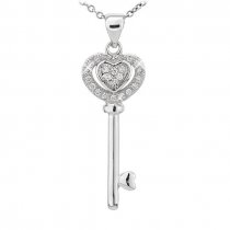 Colier din argint cu cristale "Love Key"