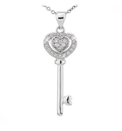 Colier din argint cu cristale "Love Key"