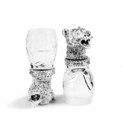 Set argintat de pahare pentru vodca "Bear" by Chinelli Italy