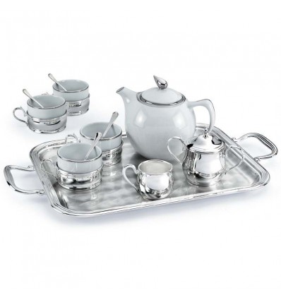 Set argintat pentru ceai cu tava si ceainic by Chinelli Italy