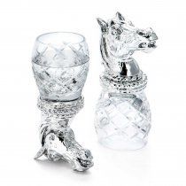 Set argintat de pahare pentru vodca "Quadri Horse Blue" by Chinelli Italy