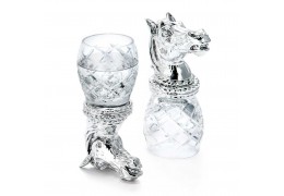 Set argintat de pahare pentru vodca "Quadri Horse Blue" by Chinelli Italy