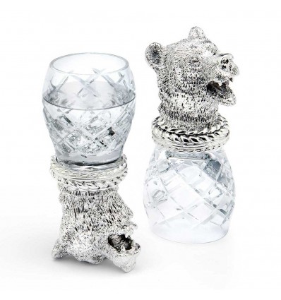 Set argintat de pahare pentru vodca "Quadri Bear" by Chinelli Italy