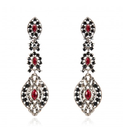 Cercei candelabru cu cristale Swarovski "Black And Red Glow" - PARURE Milano