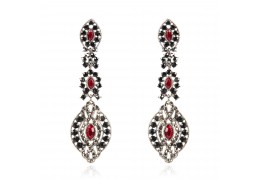 Cercei candelabru cu cristale Swarovski "Black And Red Glow" - PARURE Milano