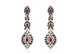 Cercei candelabru cu cristale Swarovski "Black And Red Glow" - PARURE Milano