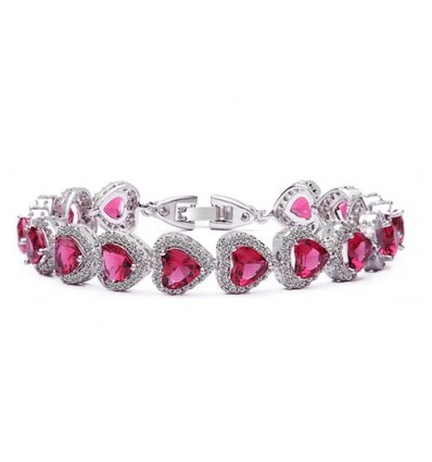 Bratara cu cristale Swarovski "Heart Shaped Simulated Ruby"